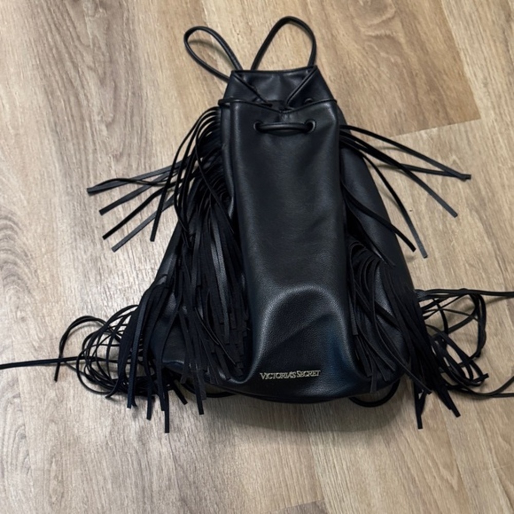 Victoria's Secret Black Backpack with Fringe